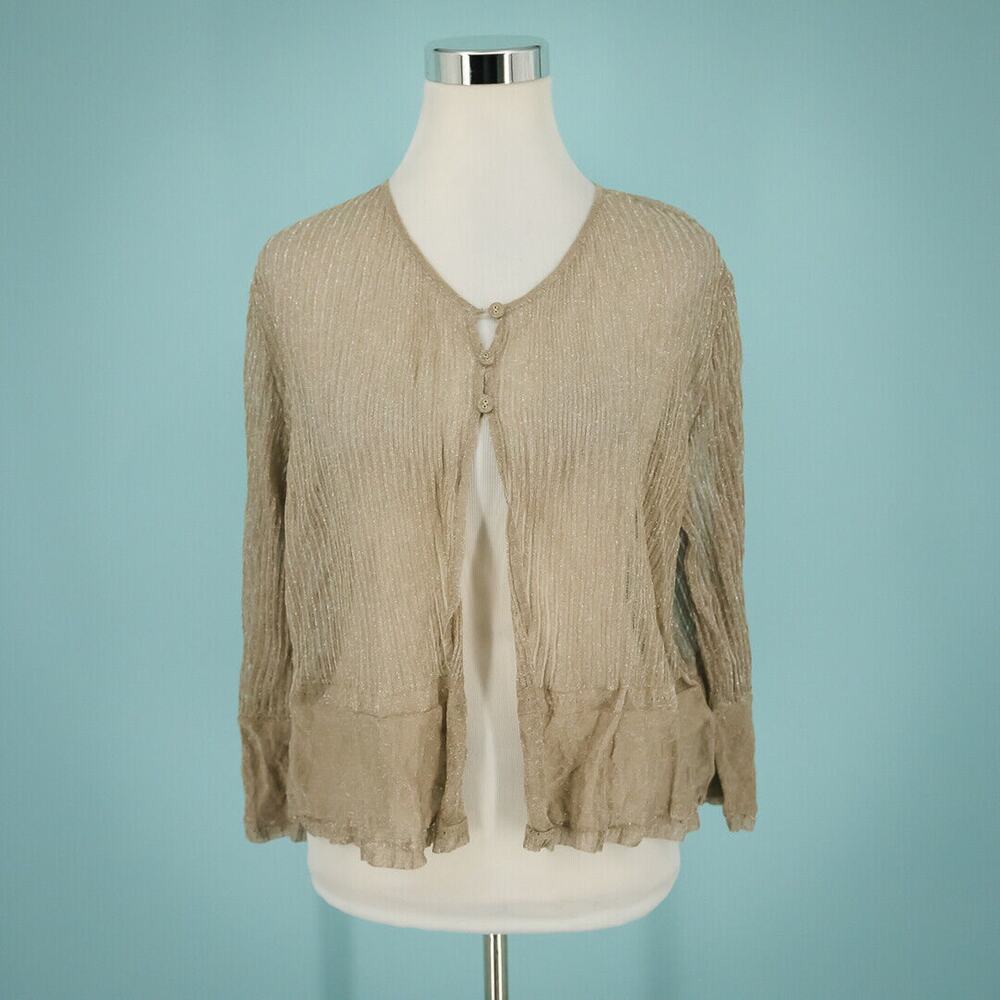 Gerard Darel 4 Size Large Cardigan Gold Metallic Button Long Sleeve Lightweight